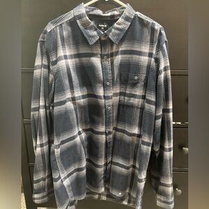 Hurley Navy and White Plaid Button Down Shirt